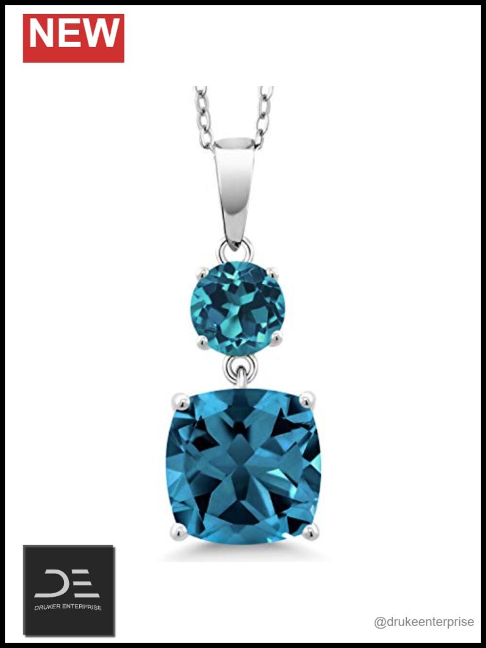 6.30 CTTW London Blue Topaz Pendant Necklace for Women 925 Sterling Silver